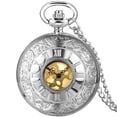 thumbnail image 1 of VIGOROSO Vintage Pocket Watch for Men Women Roman Numerals Scale Quartz Silver Fob Pocket Watches with Chain, 1 of 6