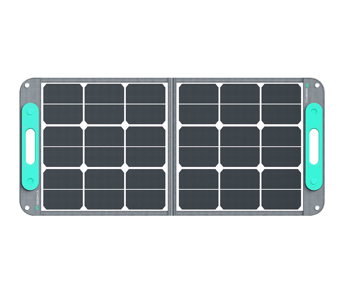 VIGORPOOL 100W 19.8V Portable Solar Panel for Power Station with SunPower Cells Foldable Solar Charger with Adjustable Kickstand for Outdoor Camping,RV,off Grid System,Gray