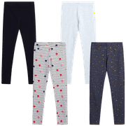 VIGOSS 4 Pack Leggings for Girls | Soft Stretch Cotton and Stylish, Solid Colors and Patterns