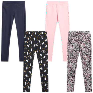VIGOSS 4 Pack Leggings for Girls | Soft Stretch Cotton and Stylish, Solid Colors and Patterns