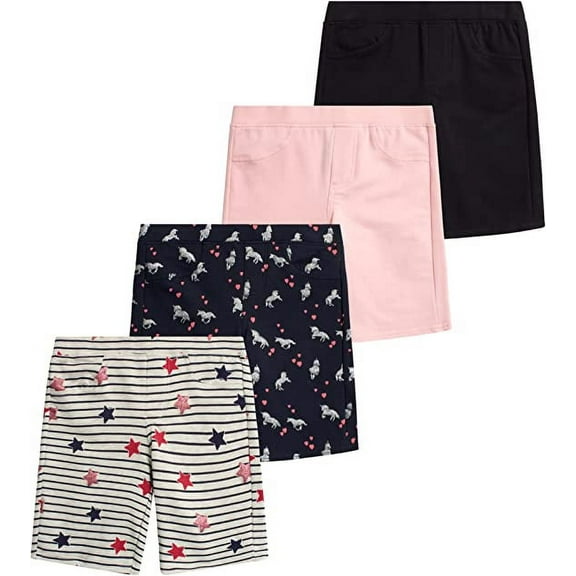 VIGOSS Girls' Active Shorts - 4 Pack Bike Shorts for Girls - Stretchy Bermuda Play Shorts (4-16)