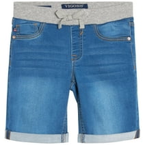 VIGOSS Girls' Jean Shorts - Casual Pull-On Knit Waist Bermuda Jean Shorts for Girls (2T-16)