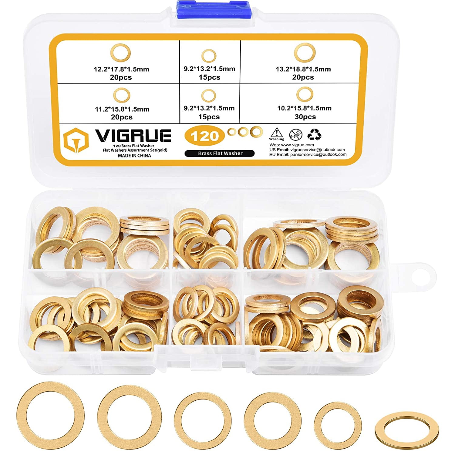 Foliv 80-teiliges Messing-Fitschenringe Set - 8 Größen Für Tür-Anhebung Gegen Schleifen