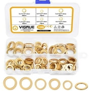 VIGRUE 120 Pieces Fitting Ring Assortment Brass-Plated Washers Set, Brass Washer Diameter 9.2/10.2/11.2/12.2/13.2 mm for Door Hinges in Assortment Box