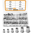 thumbnail image 1 of VIGRUE 205PCS 304 Stainless Steel Rivet Nut Assort Set Flat Head Threaded Rivetnut Insert Nutserts Assortment Kit(M3| M4| M5| M6| M8| M10), 1 of 6