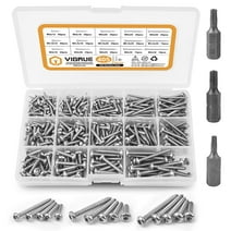 VIGRUE 405 Piece Screws Set Round Head M3 M3.5 M4 TX Wood Screws Made of A2 Stainless Steel Tapping Screws Lens Head with 3 Bits in Frosted Sheet Screws Lens Head Range Box