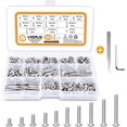 thumbnail image 1 of VIGRUE Assorted M4x5/6/8/10/12/14/16/18/20/25mm Hex Button Head Socket Cap Screws Nuts Washers 400pcs, 304 Stainless Steel Screws Bolts, 1 of 7
