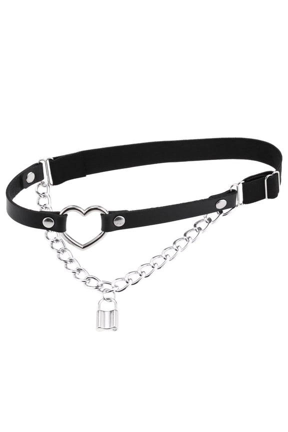 Women Studded Cross Leather Choker Steampunk Style Gemstone Gothic Choker Alloy Metal Necklace