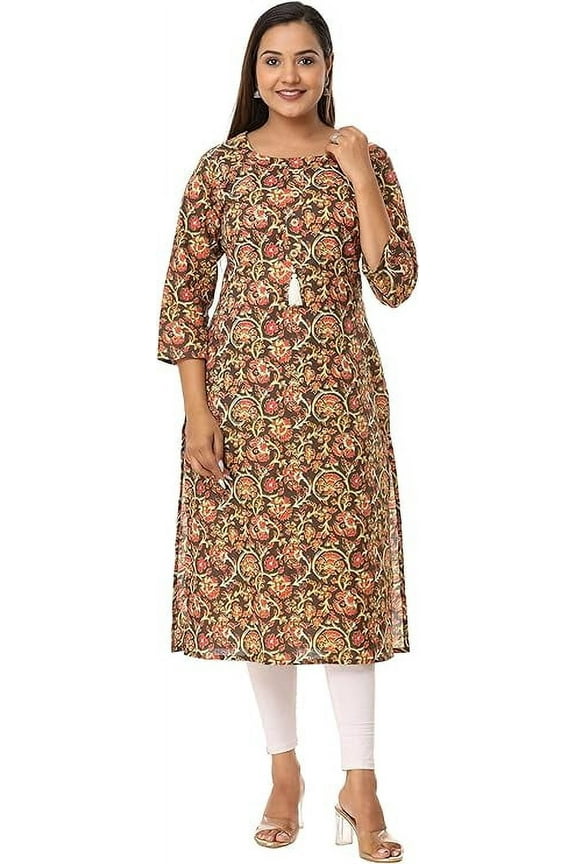 Floral Printed Casual Kurta Ladies Kurti Multicolor Tunic Tops For Women