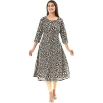 VIHAAN IMPEX Printed Casual Black Floral Camisole Kurta for Women, Size L