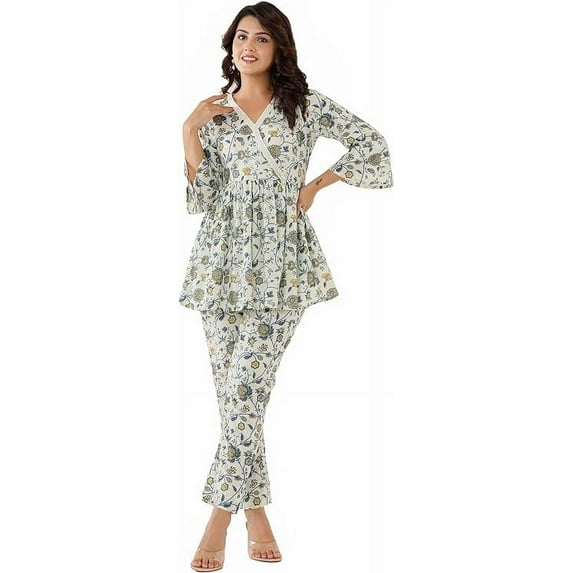 VIHAAN IMPEX Women's Ethnic Co-Ord Set-Crop Top & Palazzo Pants