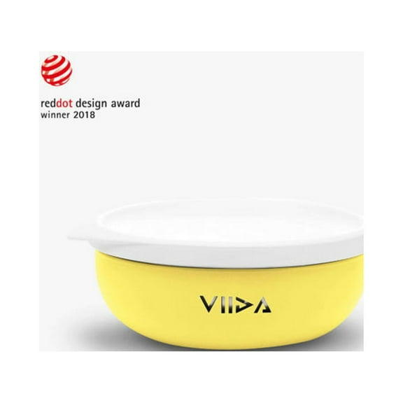 VIIDA Souffl Antibacterial Stainless Steel Bowl - Lemon Yellow