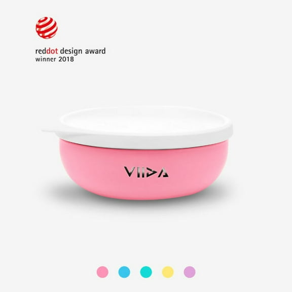 VIIDA Souffl Antibacterial Stainless Steel Bowl - Taffy Pink
