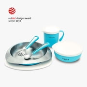 VIIDA Souffl  Antibacterial Stainless Steel Kids Tableware Set - Baby Blue