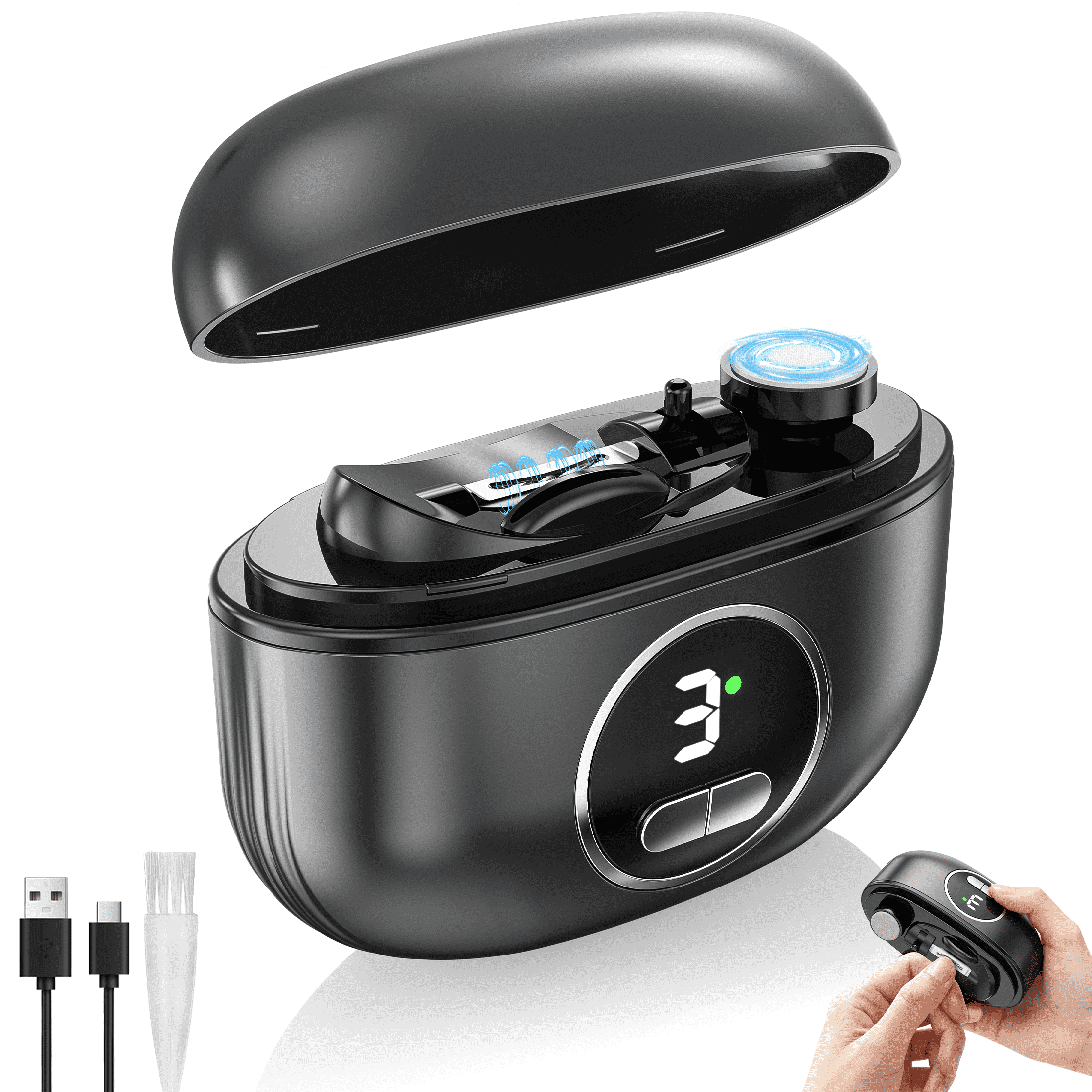 VIISHARE Electric Toe Nail Clipper for Seniors Adults, 3-in-1 Automatic Finger Nail Trimmer Polisher with Nail Scraps Storage , 3 Speed, USB Rechargeable