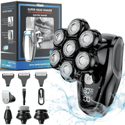 VIIWII 7D Electric Head Shaver for Men – 5-in-1 Bald Head Shaver Kit, Waterproof IPX7 Wet/Dry Shaving, LED Display, Type-C Fast Charge, Cordless Razor for Face, Body & Nose/Beard Trimming