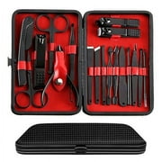 VIIWII 18pcs Nail clipper Manicure Set for Adult Professional Stainless Steel Grooming Pedicure Kit with Leather Travel Case
