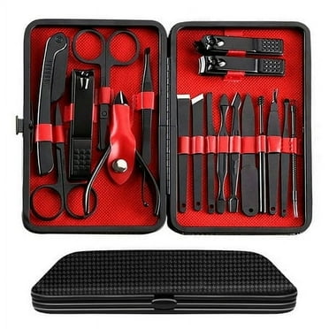VIIWII 18pcs Nail clipper Manicure Set for Adult Professional Stainless Steel Grooming Pedicure Kit with Leather Travel Case