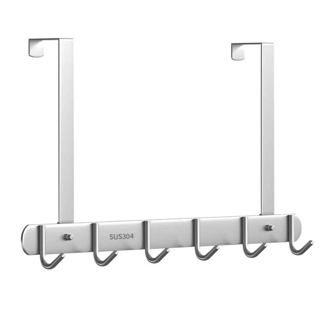 VIIWII Stainless Steel OverTheDoor Coat Rack 6Hook Robe & Jacket