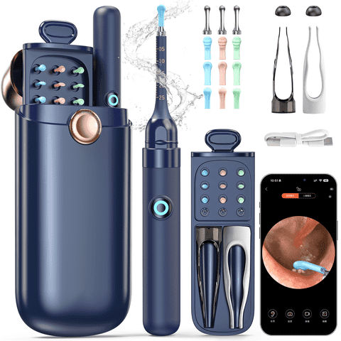 VIIWII Ear Wax Removal Kit Professional 4K HD Camera Ear Cleaner Tool with Tweezer & 6 LED Lights, Compatible with iPhone & Android Smartphones