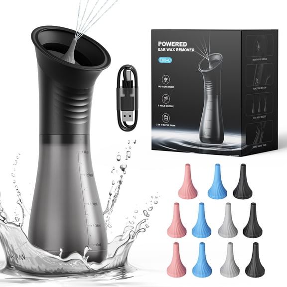 VIIWII Electric Ear Wax Removal Kit, 3 Pressure Modes, LED Display, USB Charging & Wastewater Recovery System, Ear Cleaner with One-Piece Waste Tank for Home Use