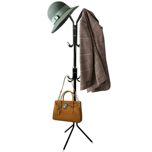 VIIWII Metal Coat Rack Stand, 12 Hook Hat Hanger with Weighted Base, Jacket Holder, Free