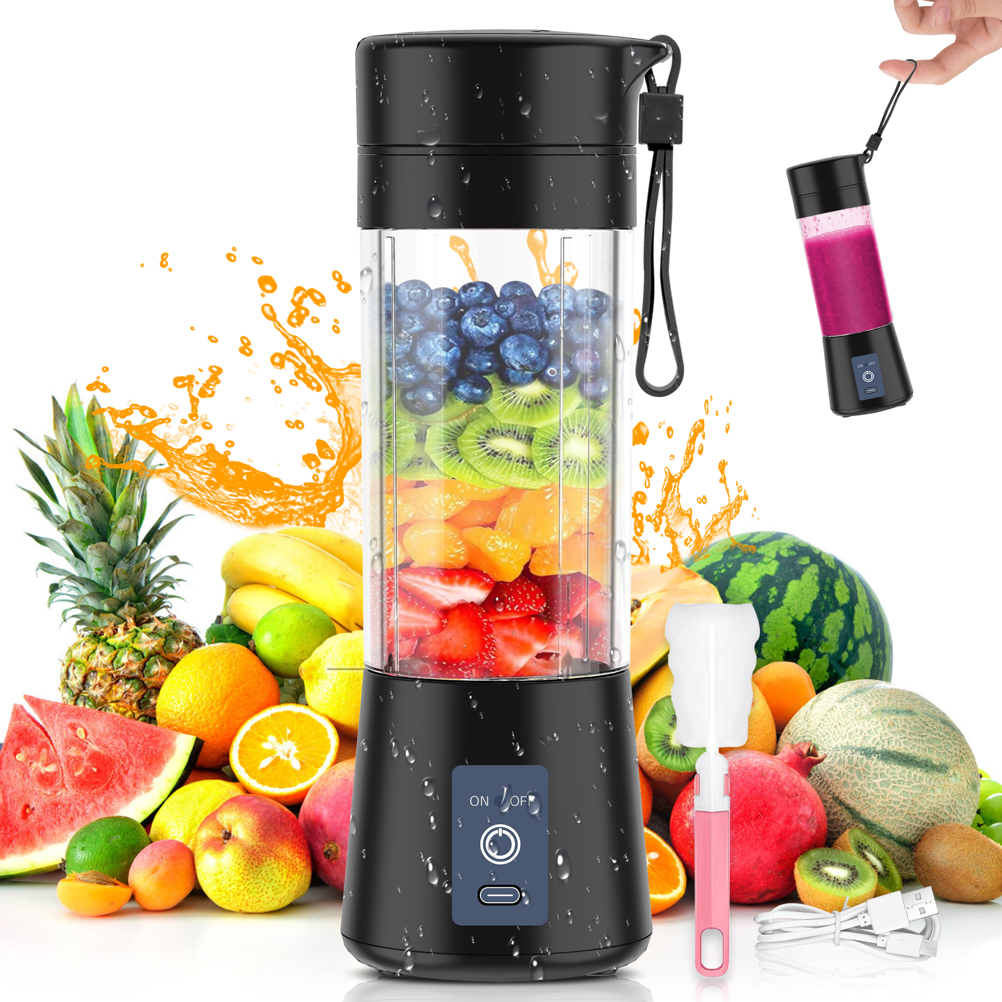 Mini Blender Make Smoothies And Shakes, 380Ml BPA Free Travel Cup Powerful Blending Suit Office Home Gym