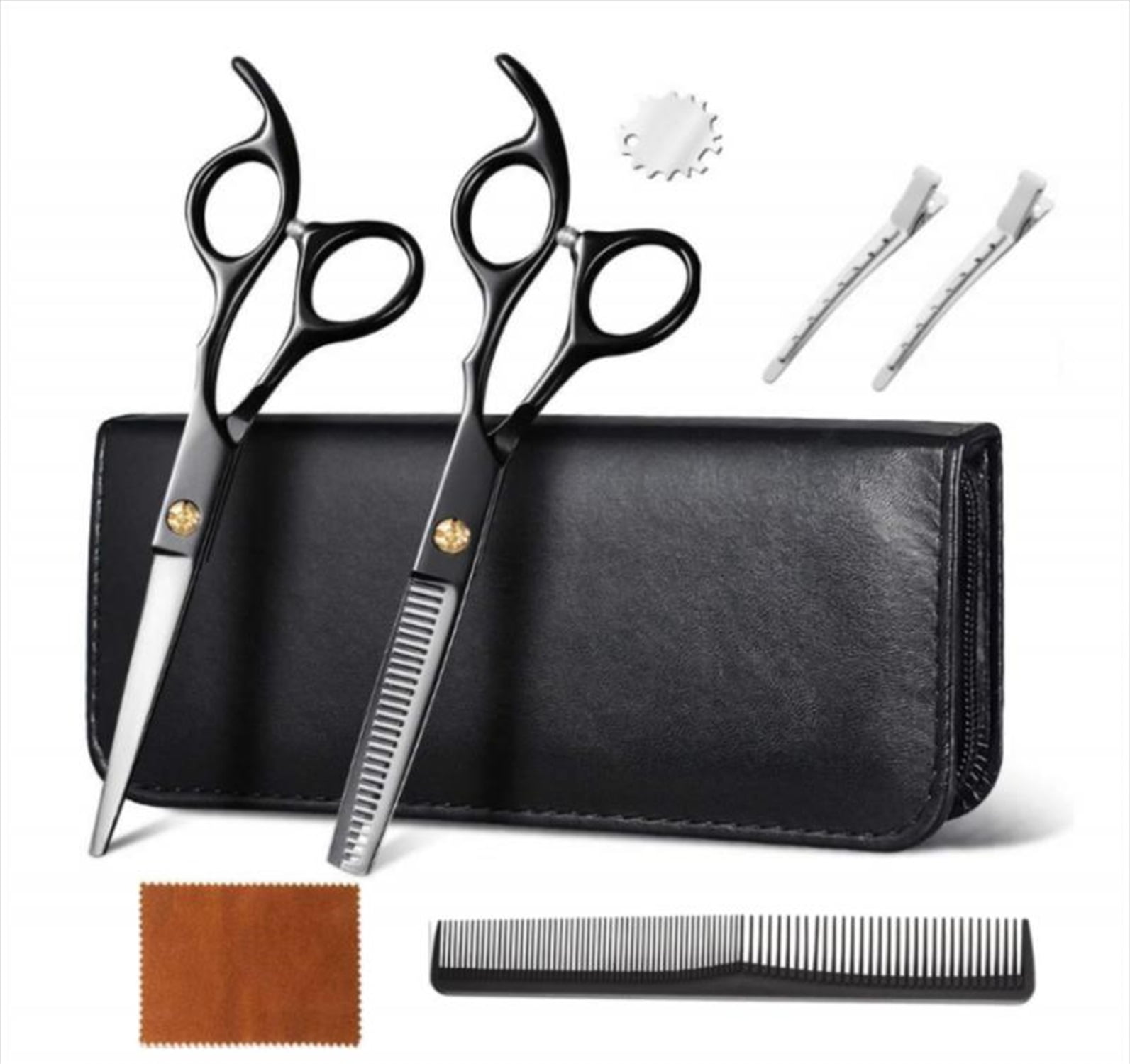 Hair Cutting Scissors Thinning Shears- Fcysy Professional Barber Sharp Hair  Scissors Hairdressing Shears Kit with Haircut Accessories in Leather Case