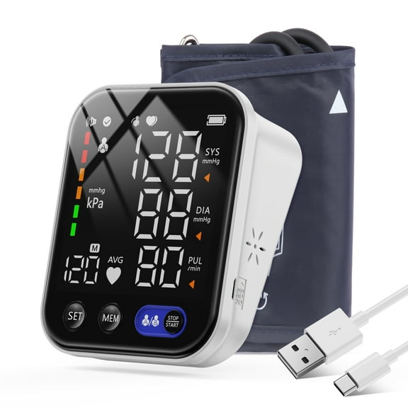 VIIWII Rechargeable Blood Pressure Monitor with LED Digital Display, Upper Arm Cuff, Accurate & Easy BP Monitor for Home Use