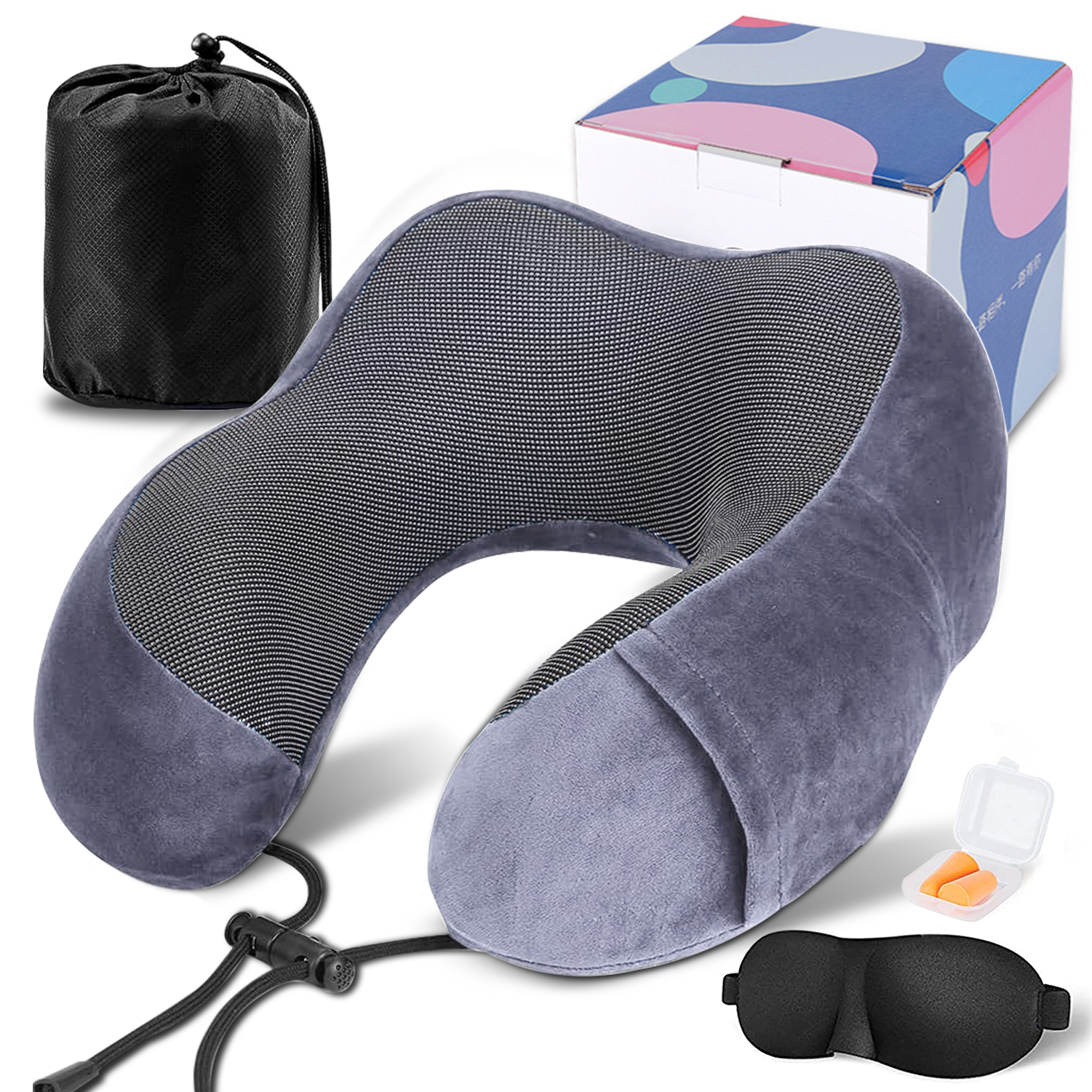 Bon Voyage® Classic Memory Foam Travel Neck Pillow, Blue
