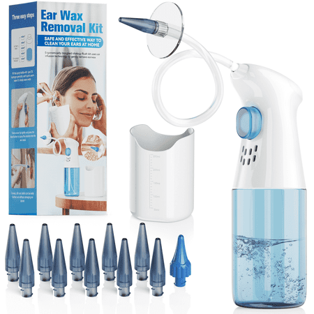 VIIWII Manual Ear Wax Removal Kit ,Ear Cleaning Kit,Safe Ear Irrigation System with Soft Tips, Reusable Ear Cleaner Tool for Home Use