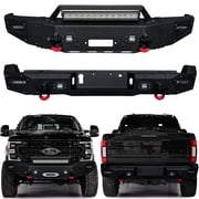 Vijay Compatible with 2017-2018-2019-2020-2021-2022 Ford F250/F350/F450 Front and Rear Bumper Textured Black Steel with Lights and D-rings