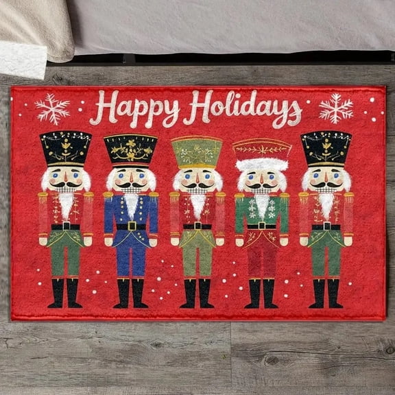 VIKAMA Christmas Nutcracker Entrance Doormat Kitchen Hallway Balcony Carpet Bathroom Non-Slip Floor Mat Festive Home Decoration