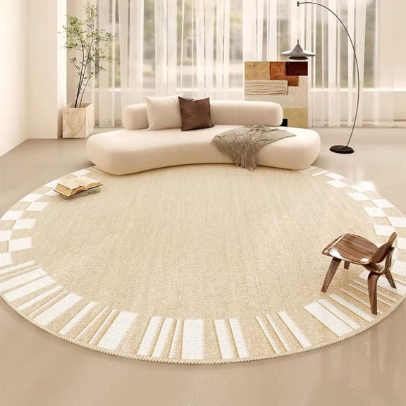 VIKAMA Crystal Pile Simple Line Round Bedroom Sofa Carpet Bedside Window Floor Mat