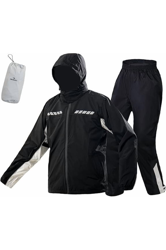 Motorcycle Rain Suit for Men and Women, Two-Piece Waterproof and Breathable Motorcycle Rain Gear(Black Gray ,Medium）