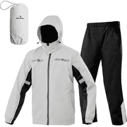 VIKAMAKA Motorcycle Rain Suit for Men and Women, Two-Piece Waterproof and Breathable Motorcycle Rain GearLight Gray,-Large