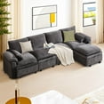 thumbnail image 1 of HOMYEDAMIC Modular Sofa U-Shaped, Chenille Fabric Small Space Couch, Comfortable Apartment Living Room sectional Sofa with 2 Pillows 129”, 1 of 8