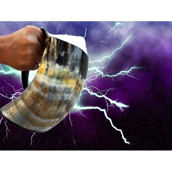 VIKING DRINKING HORN MUG (set of two) Handcrafted Ox Cup Goblet - Drink Mead & Beer viking war Heroes With This Large Tankard Stein Great Craftsmanship A Perfect Present For Real Men