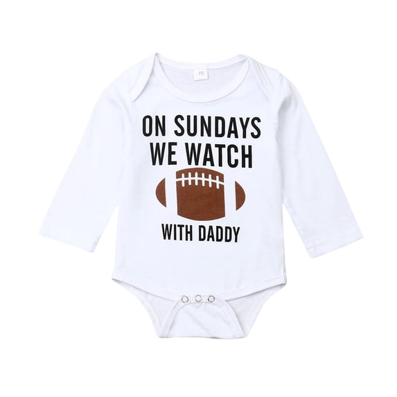VIKING GLORY Newborn Baby Boy Girl Long Sleeve Jumpsuit Bodysuit Football Letter Print Romper