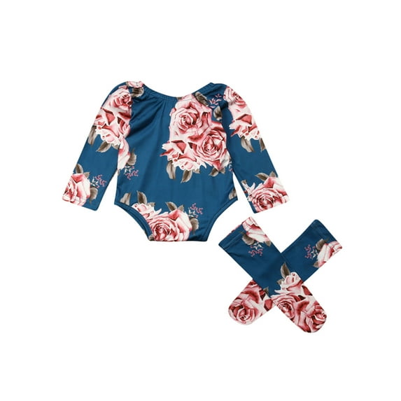 VIKING GLORY Newborn Infant Baby Girl Flower Romper Jumpsuit+Leg Warmers 3Pcs Outfits Set