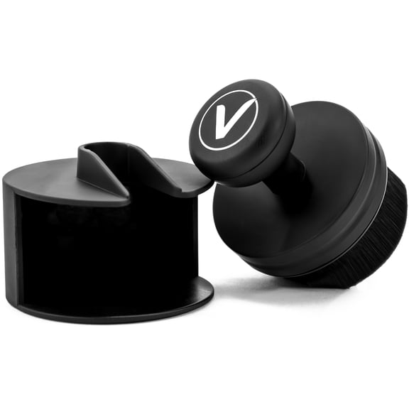 VIKING Tire Shine Applicator Brush, Automotive Tire Dressing Applicator Brush, Storage Stand Included for Detailing and Car Wash Kit, Black, 2.3 Inch Diameter