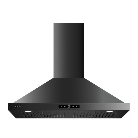 VIKIO 30 in Wall Mount Range Hood, 800 CFM High-Performance Ventilation, 3-Speed Fan, Convertible Installation, Matte Black, Touch Panel, LED Lights