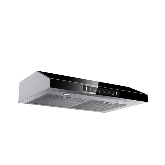 VIKIO 30 inch 900CFM Ducted Under Cabinet Range Hood, 3-Speed Gesture Control&Touch Panel, Stainless Steel&Glass, Gesture Control, Black