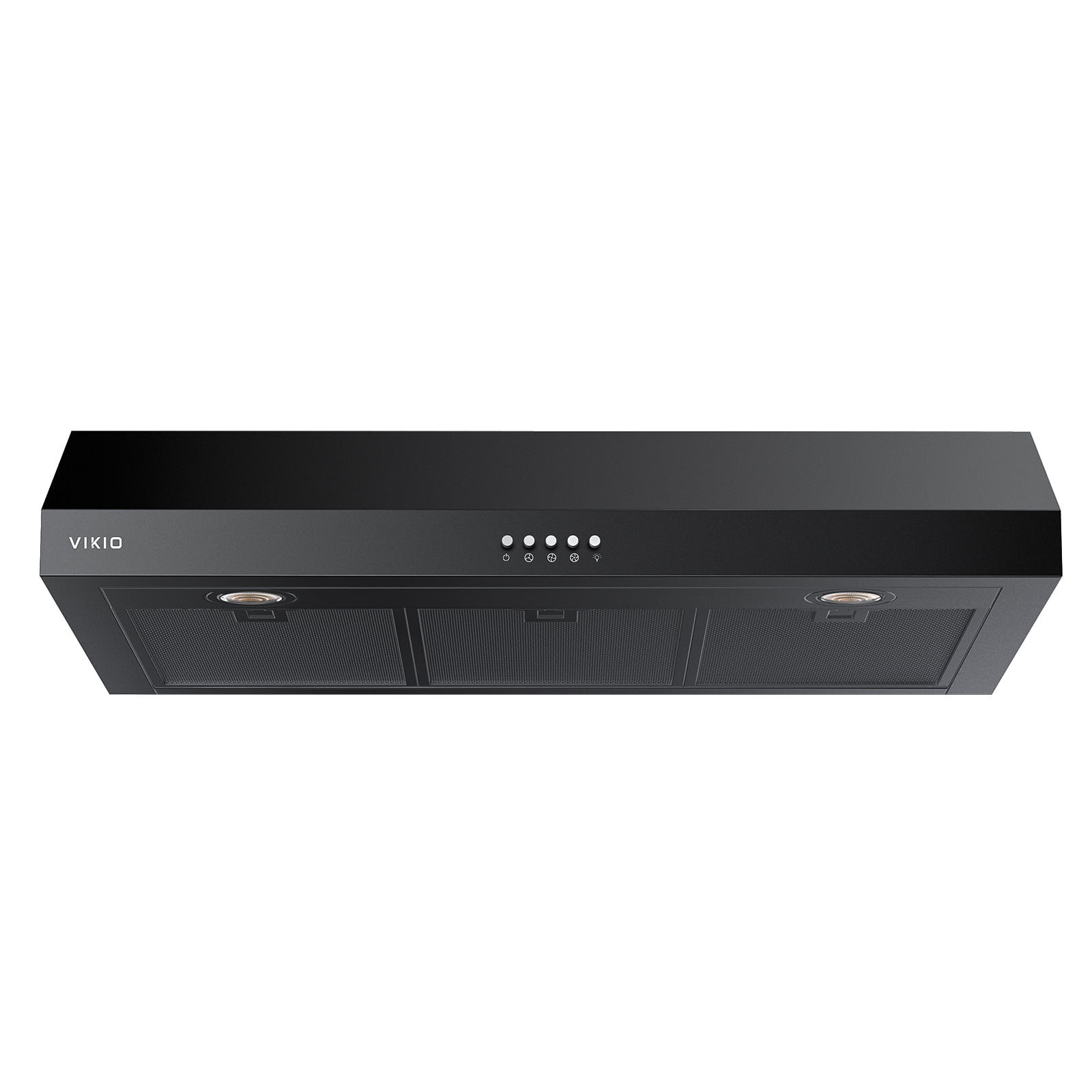 VIKIO 30 inch Under Cabinet Range Hood 600 CFM Ducted in Stainless Steel with Mesh Filters and Push Buttons, Black