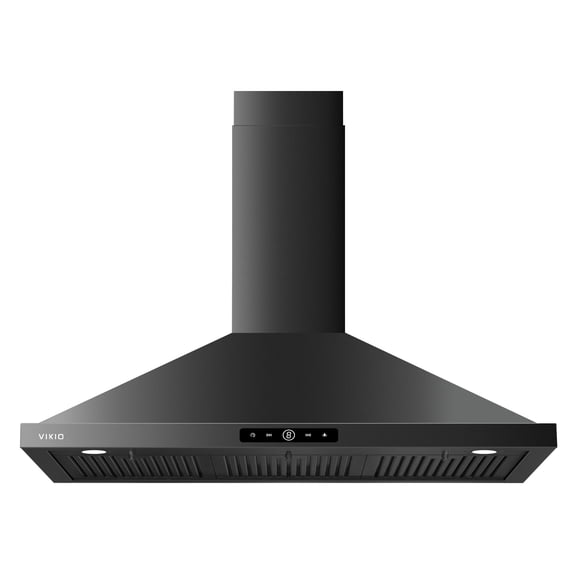 VIKIO 36 in. Wall Mount Range Hood, 800 CFM, Convertible Ducted/Ductless, Stainless Steel with Touch Control and LED Lighting, Black