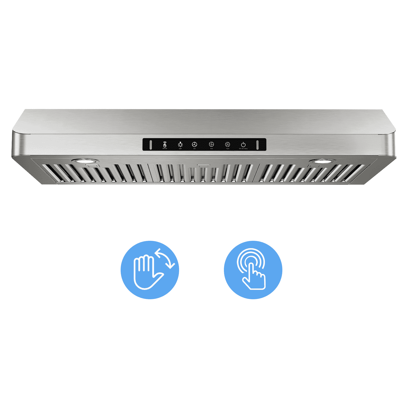 VIKIO 36 inch Under Cabinet Range Hood 900CFM, Ducted 3 Speed Exhaust Fan, Touch Panel, Stainless Steel