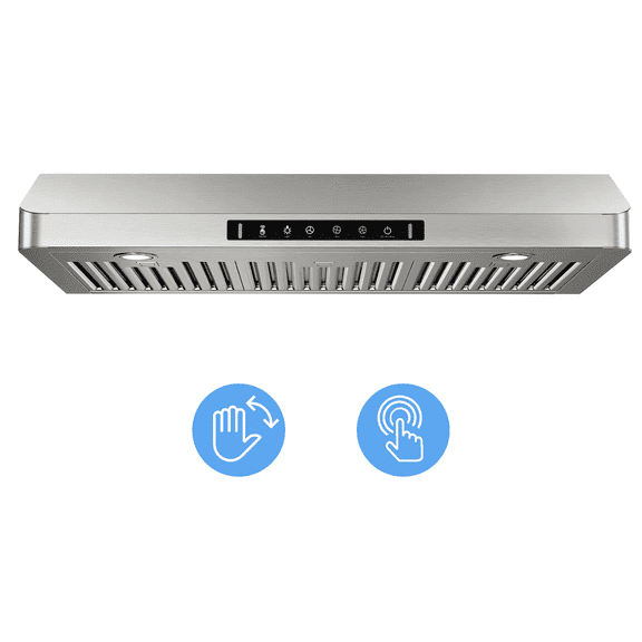 VIKIO 36 inch Under Cabinet Range Hood 900CFM, Ducted 3 Speed Exhaust Fan, Touch Panel, Stainless Steel