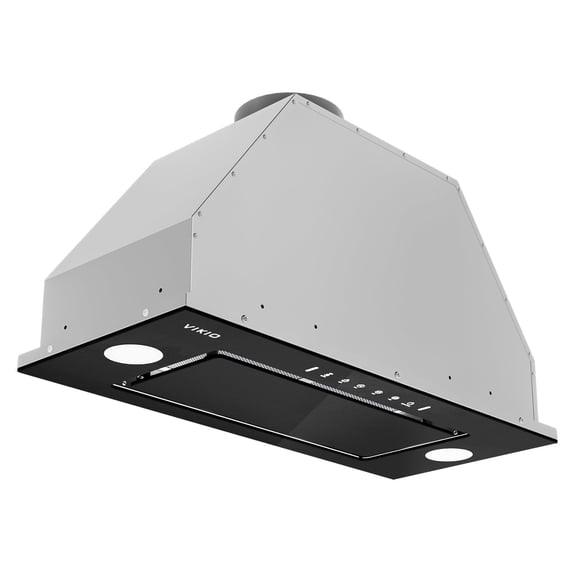 VIKIO Range Hood Insert Convertible Ducted to Ductless Exhaust Fan, 30 inch, 900CFM, Carbon Filter, Touch Panel, Stainless Steel, Black