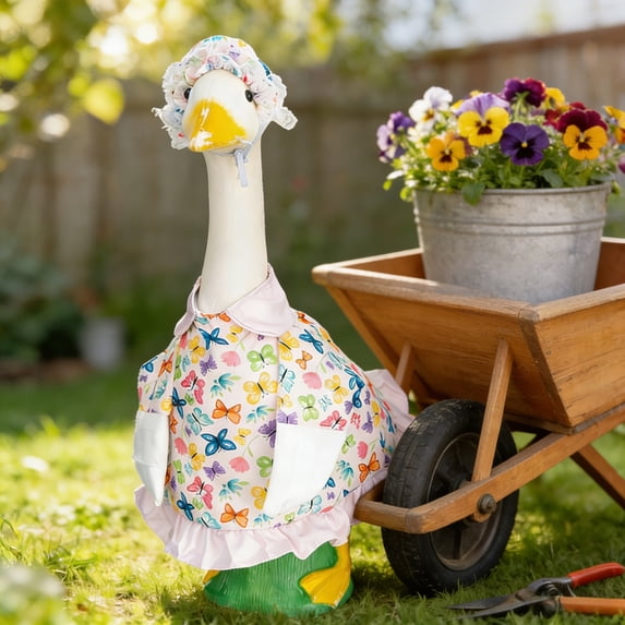 VIKSZOY 2026 Home Decor,Spring Idyllic Gooses Outfits Gooses Statue Patio Dress Patio Gooses Outfits Hat Set For 23In Statue Patio Garden Decoration