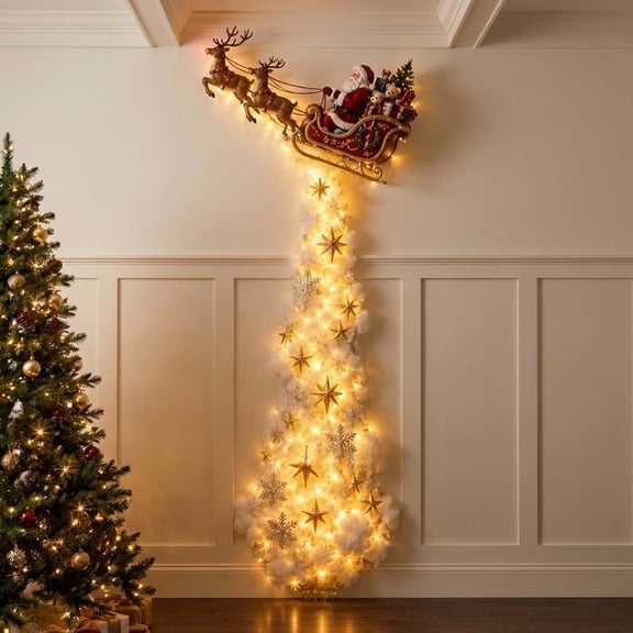 VIKSZOY Christmas Magic Trail Wall Light, Warm White LED Hanging Light, Whimsical Cascading Holiday Decor, Space-Saving Wall Decoration for Home, Ideal for Xmas Gift, #B